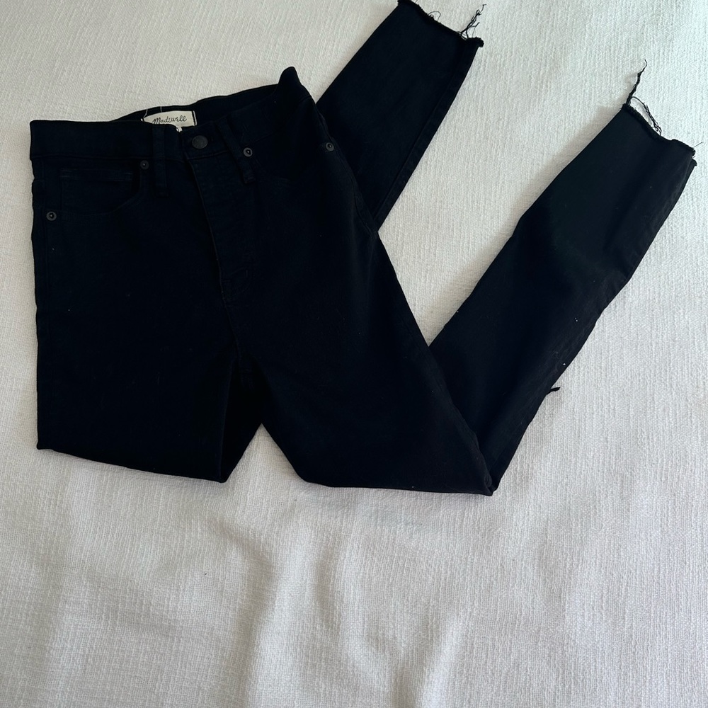 Madewell Jeans Black 11”High Rise Skinny Raw Hem